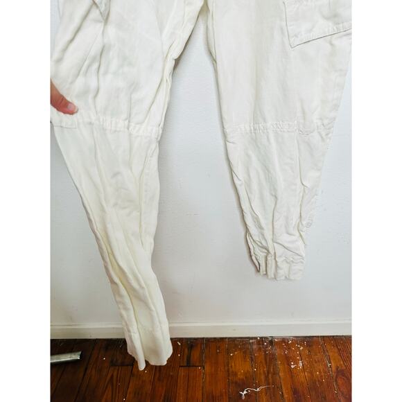 VINCE Women's White Linen Blend Wide Leg Loose Fit Cargo Pants Size 10 - Picture 14 of 16